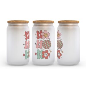 Frosted Glass Can Valentine Gift Ho Ho Ho Christmas Retro Frosted Glass Can Tumbler 2 retgld.jpg