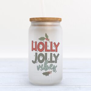 Frosted Glass Can, Valentine Gift, Holly Jolly…