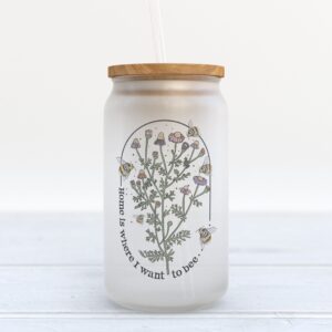 Frosted Glass Can, Valentine Gift, Home Is…
