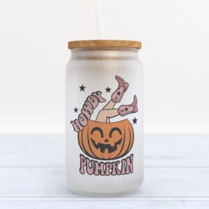 Frosted Glass Can, Valentine Gift, Howdy Pumpkin…