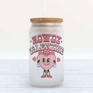 Frosted Glass Can, Valentine Gift, Howdy Valentine…