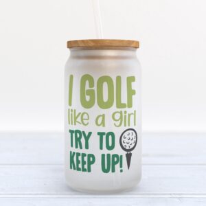 Frosted Glass Can, Valentine Gift, I Golf…