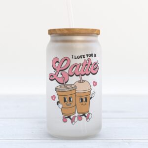 Frosted Glass Can, Valentine Gift, I Love…