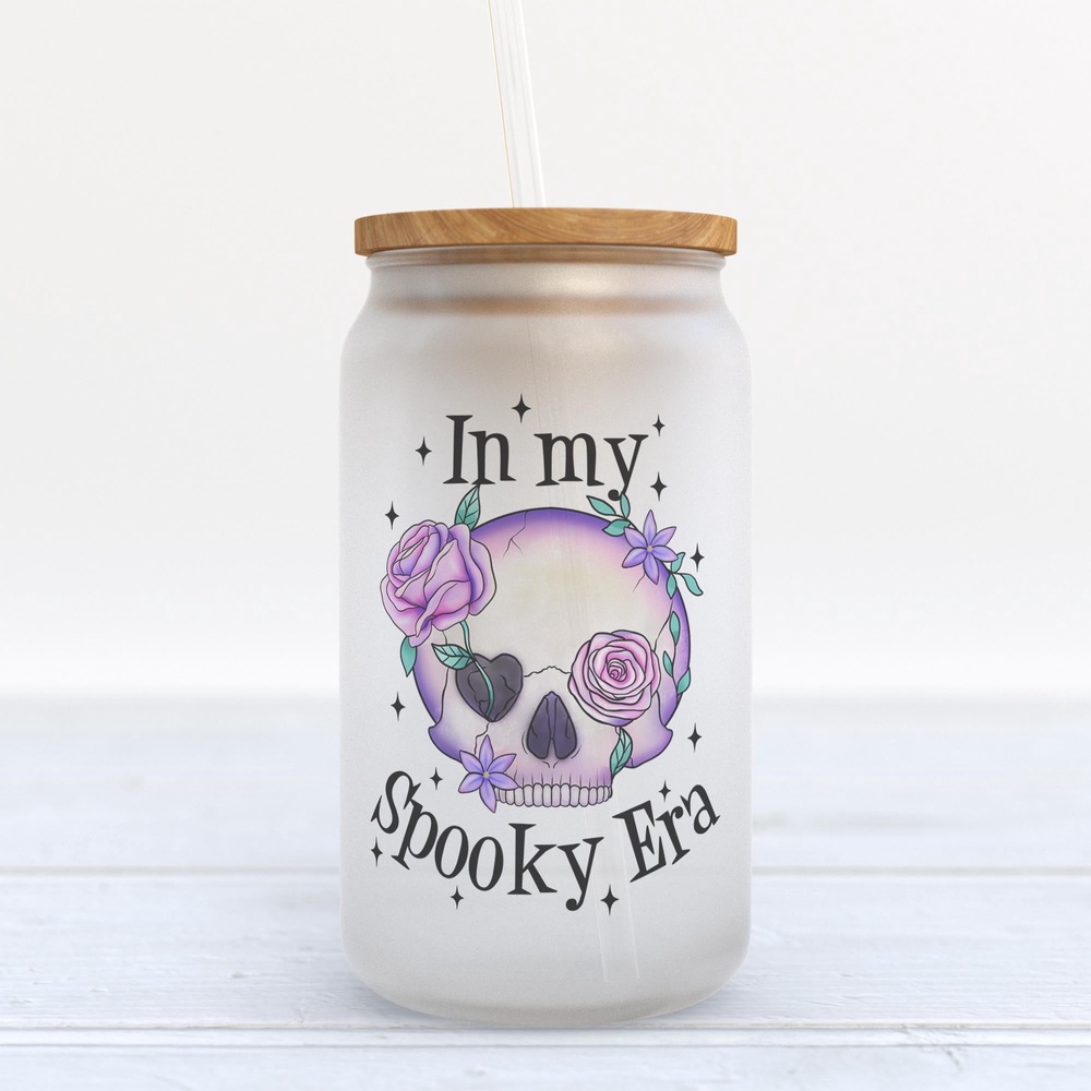 Frosted Glass Can, Valentine Gift, In My Spooky Era Halloween Frosted Glass Can Tumbler Frosted Glass Can, Valentine Gift, In My Spooky Era Halloween Frosted Glass Can Tumbler
