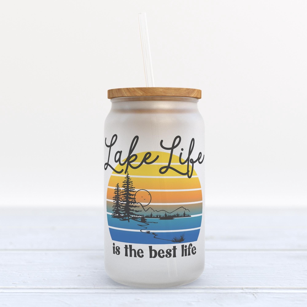 Frosted Glass Can, Valentine Gift, Lake Life is the Best Life Frosted Glass Can Tumbler Frosted Glass Can, Valentine Gift, Lake Life is the Best Life Frosted Glass Can Tumbler