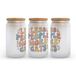 Frosted Glass Can Valentine Gift Less People More Cats Frosted Glass Can Tumbler 2 heialz.jpg