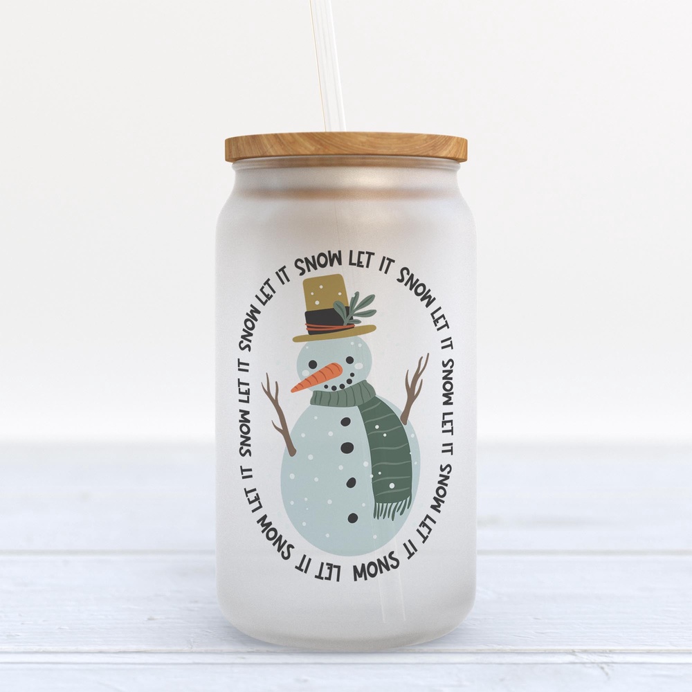 Frosted Glass Can, Valentine Gift, Let It Snow Christmas Frosted Glass Can Tumbler Frosted Glass Can, Valentine Gift, Let It Snow Christmas Frosted Glass Can Tumbler