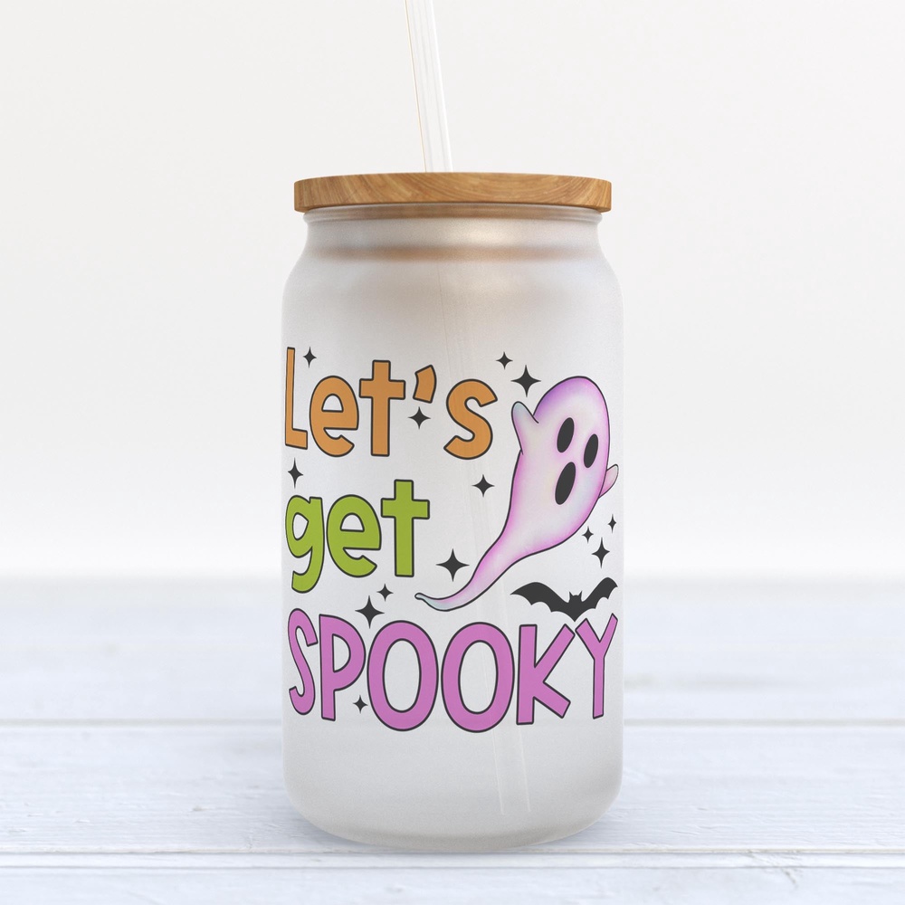 Frosted Glass Can, Valentine Gift, Let’s Get Spooky Halloween Frosted Glass Can Tumbler Frosted Glass Can, Valentine Gift, Let’s Get Spooky Halloween Frosted Glass Can Tumbler