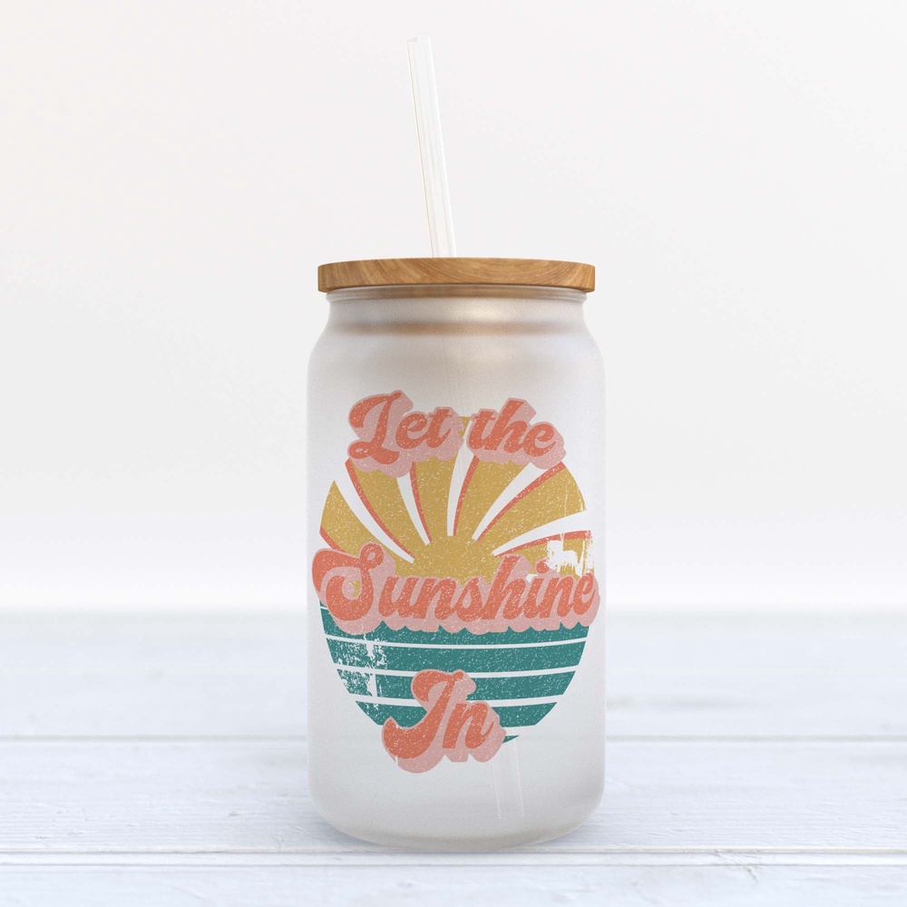 Frosted Glass Can, Valentine Gift, Let the Sunshine In Frosted Glass Can Tumbler Frosted Glass Can, Valentine Gift, Let the Sunshine In Frosted Glass Can Tumbler