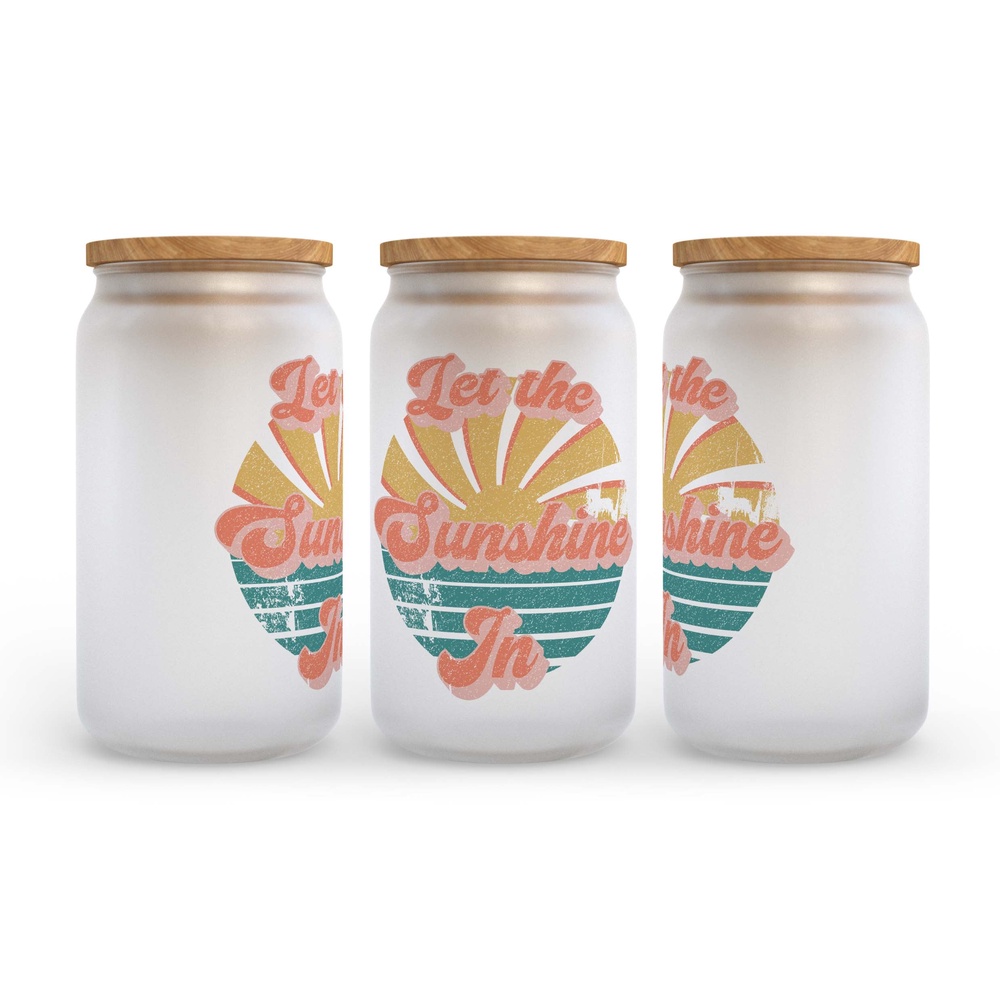 Frosted Glass Can, Valentine Gift, Let the Sunshine In Frosted Glass Can Tumbler Frosted Glass Can, Valentine Gift, Let the Sunshine In Frosted Glass Can Tumbler