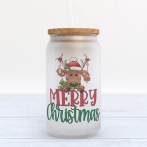 Frosted Glass Can, Valentine Gift, Merry Christmas…