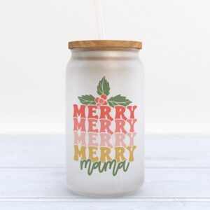 Frosted Glass Can, Valentine Gift, Merry Mama…