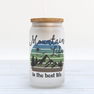 Frosted Glass Can, Valentine Gift, Mountain Life…