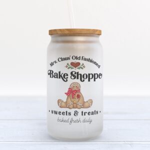 Frosted Glass Can, Valentine Gift, Mrs. Claus…