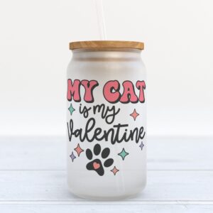 Frosted Glass Can, Valentine Gift, My Cat…