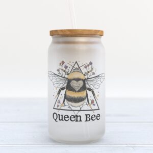 Frosted Glass Can, Valentine Gift, Queen Bee…