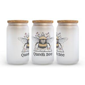 Frosted Glass Can Valentine Gift Queen Bee Frosted Glass Can Tumbler 2 a7mewk.jpg