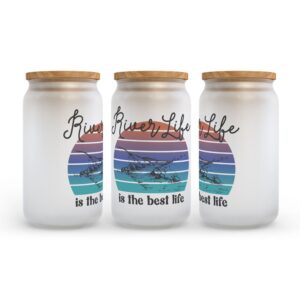 Frosted Glass Can Valentine Gift River Life is the Best Life Frosted Glass Can Tumbler 2 we3e0k.jpg