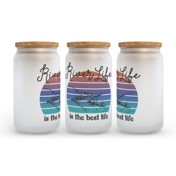 Frosted Glass Can, Valentine Gift, River Life is the Best Life Frosted Glass Can Tumbler
