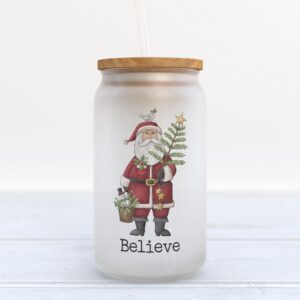Frosted Glass Can, Valentine Gift, Santa Believe…