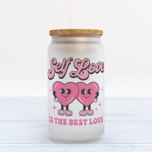 Frosted Glass Can, Valentine Gift, Self Love…