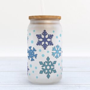 Frosted Glass Can, Valentine Gift, Snowflake Winter…