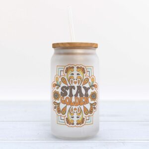 Frosted Glass Can, Valentine Gift, Stay Golden…