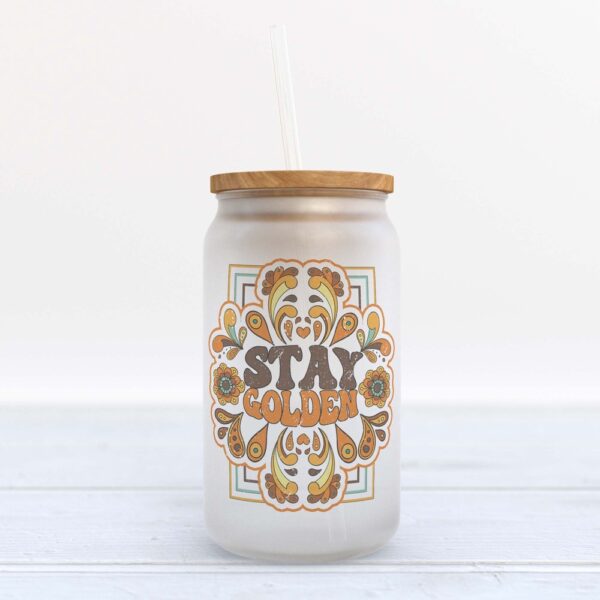 Frosted Glass Can, Valentine Gift, Stay Golden Frosted Glass Can Tumbler