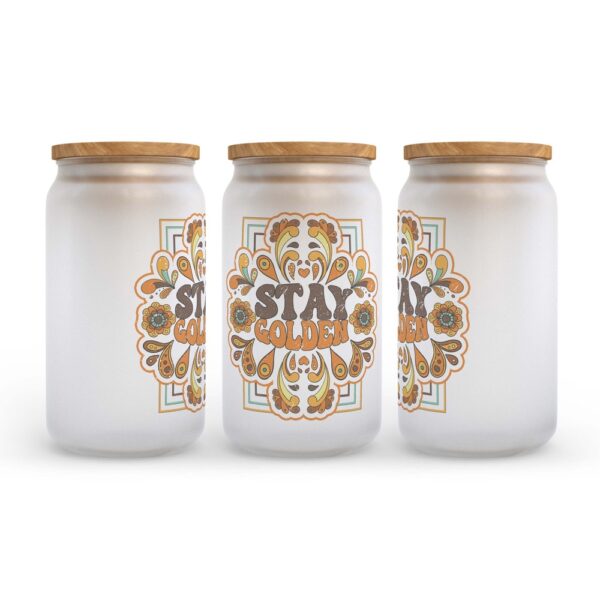 Frosted Glass Can, Valentine Gift, Stay Golden Frosted Glass Can Tumbler