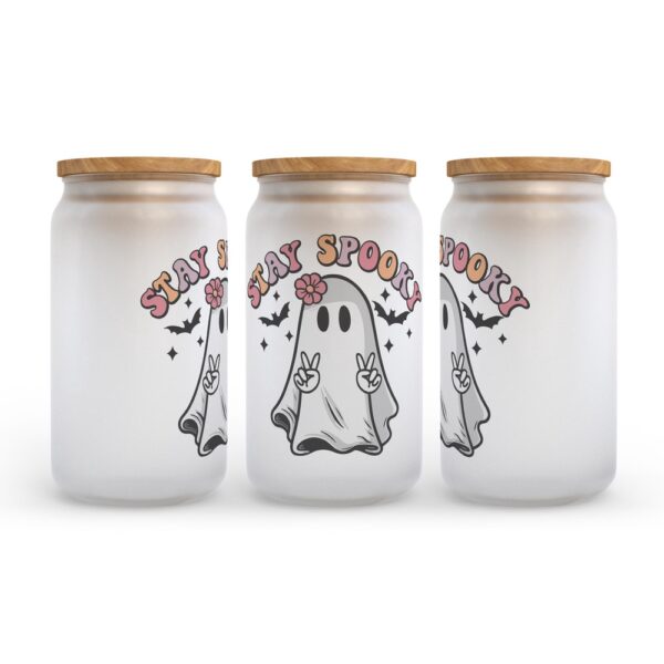 Frosted Glass Can, Valentine Gift, Stay Spooky Halloween Frosted Glass Can Tumbler