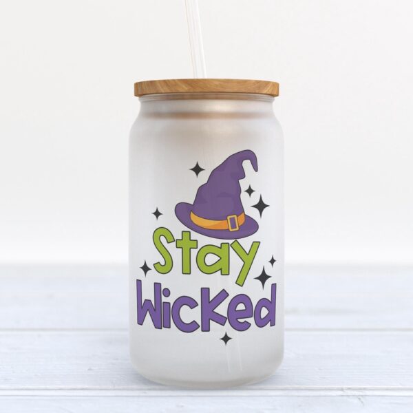 Frosted Glass Can, Valentine Gift, Stay Wicked Halloween Frosted Glass Can Tumbler