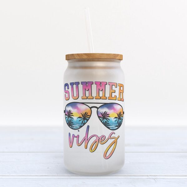 Frosted Glass Can, Valentine Gift, Summer Vibes Frosted Glass Can Tumbler