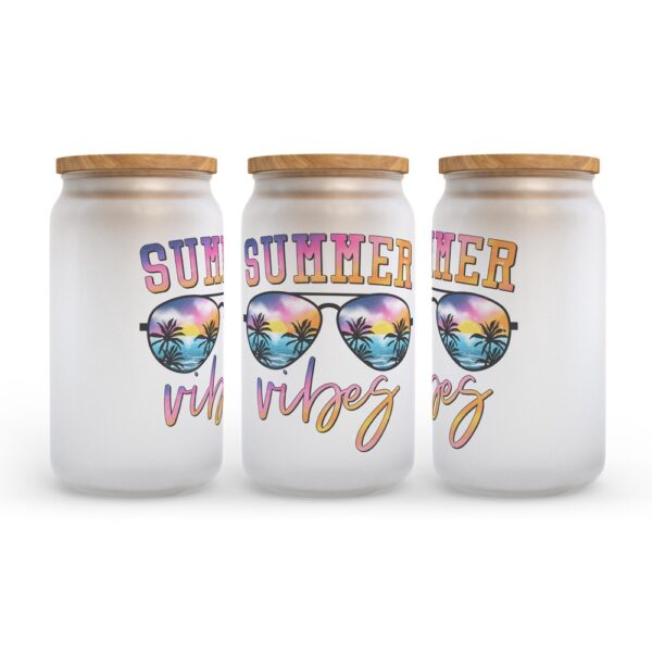 Frosted Glass Can, Valentine Gift, Summer Vibes Frosted Glass Can Tumbler