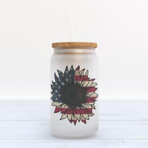 Frosted Glass Can, Valentine Gift, Sunflower American…