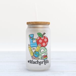 Frosted Glass Can, Valentine Gift, Teacher Life…