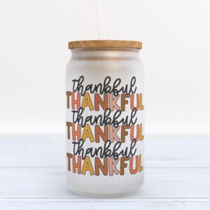Frosted Glass Can, Valentine Gift, Thankful Fall…
