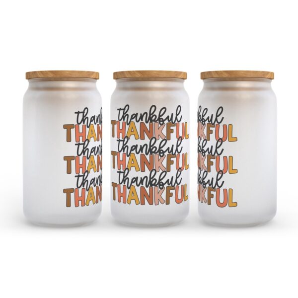 Frosted Glass Can, Valentine Gift, Thankful Fall Frosted Glass Can Tumbler
