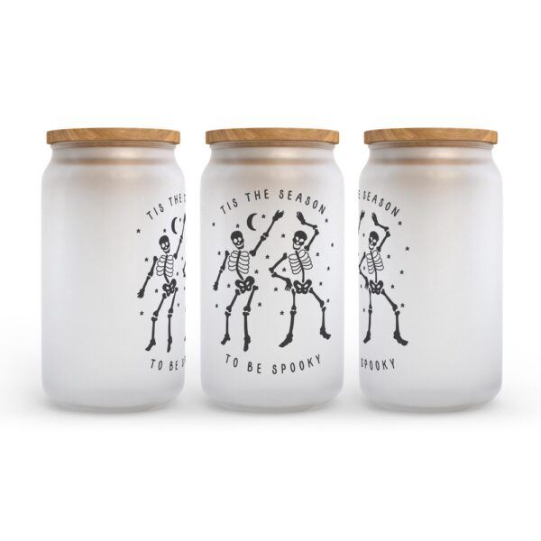 Frosted Glass Can, Valentine Gift, Tis The Season To Be Spooky Halloween Frosted Glass Can Tumbler