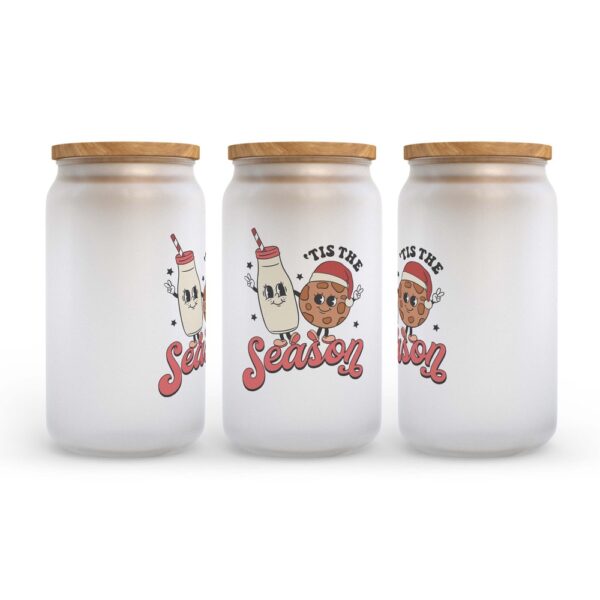 Frosted Glass Can, Valentine Gift, Tis the Season Christmas Frosted Glass Can Tumbler