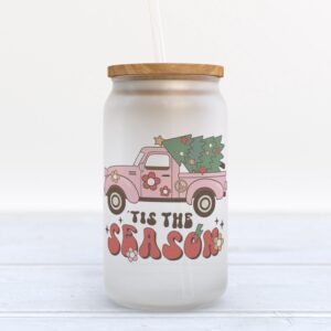 Frosted Glass Can Valentine Gift Tis the Season Retro Christmas Frosted Glass Can Tumbler 1 dn3iyb.jpg