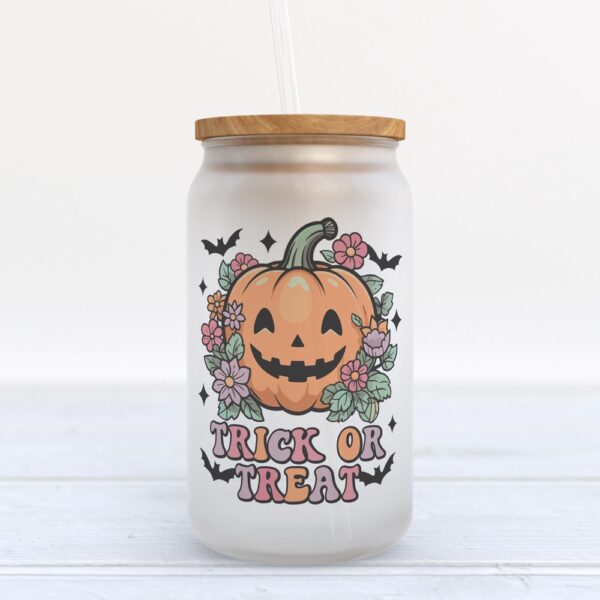 Frosted Glass Can, Valentine Gift, Trick Or Treat Halloween Frosted Glass Can Tumbler