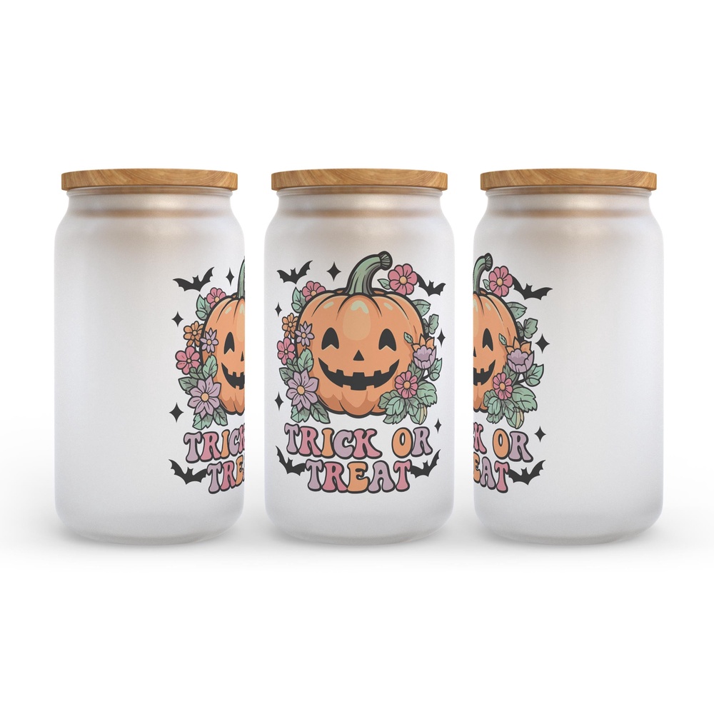 Frosted Glass Can, Valentine Gift, Trick Or Treat Halloween Frosted Glass Can Tumbler Frosted Glass Can, Valentine Gift, Trick Or Treat Halloween Frosted Glass Can Tumbler