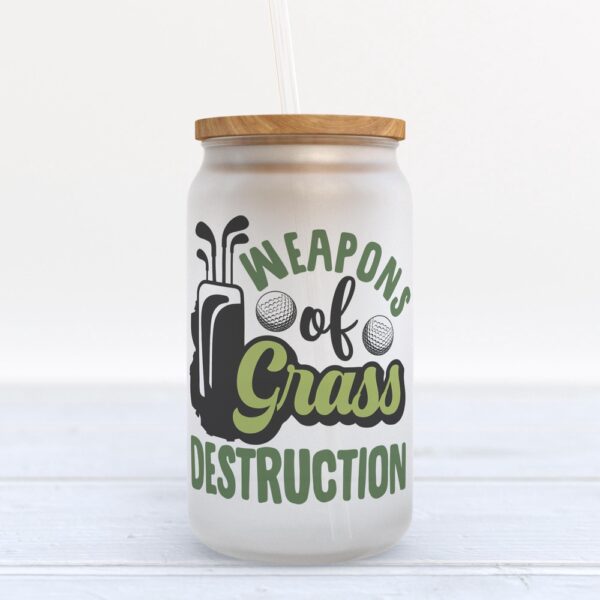 Frosted Glass Can, Valentine Gift, Weapons Of Grass Destruction Golf Frosted Glass Can Tumbler
