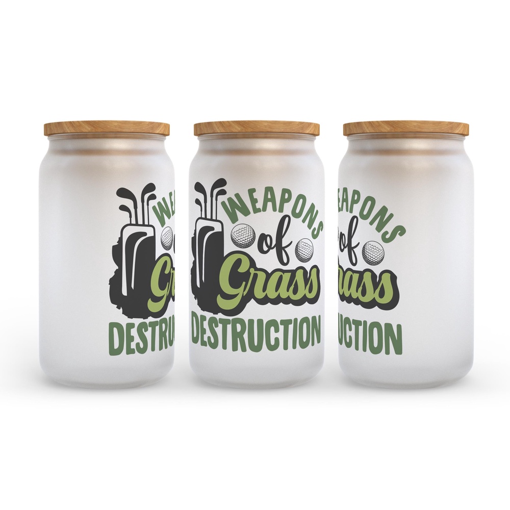 Frosted Glass Can, Valentine Gift, Weapons Of Grass Destruction Golf Frosted Glass Can Tumbler