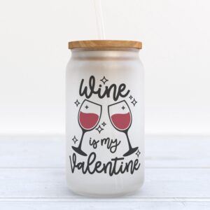 Frosted Glass Can Valentine Gift Wine is My Valentine Frosted Glass Can Tumbler 1 trlryc.jpg