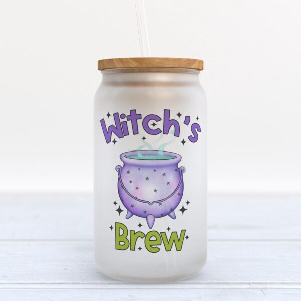 Frosted Glass Can, Valentine Gift, Witch’s Brew Halloween Frosted Glass Can Tumbler
