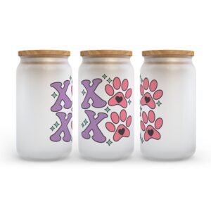Frosted Glass Can Valentine Gift XOXO Paw Prints Frosted Glass Can Tumbler 2 n7wgx0.jpg
