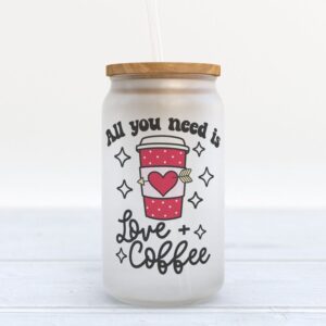 Frosted Glass Can, Valentines Day Coffee Frosted…