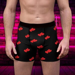 Men Boxer, Heart Couple Pattern Print Valentine…