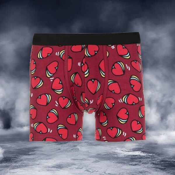 Men Boxer, Heart Icons Pattern Mens Boxer I Heart You Funny Valentines Day Gift Polyester Men Boxer Briefs